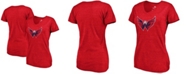 Fanatics Women's Heathered Red Washington Capitals Distressed Team Tri-Blend V-Neck T-shirt